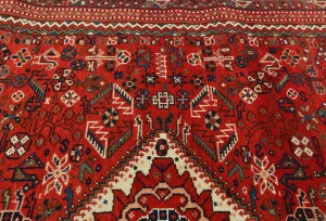 Semi Antique Scarlet Red Tribal 5'9X8'3 Shiraz Persian Rug
