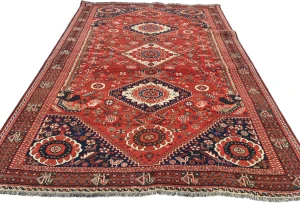 Semi Antique Scarlet Red Tribal 5'9X8'3 Shiraz Persian Rug