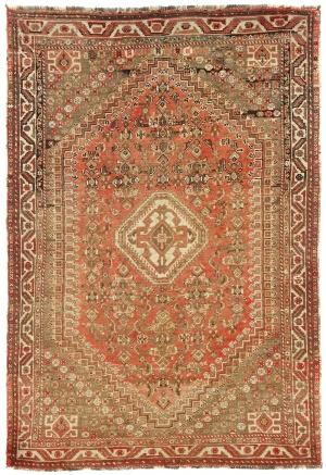 Semi Antique Muted Colors Tribal 5X8 Shiraz Persian Rug