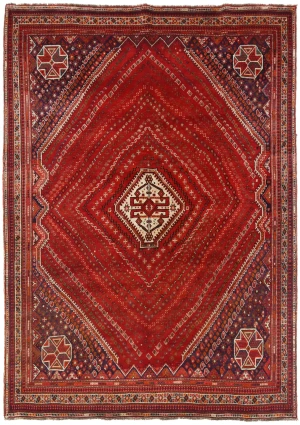 Vintage Red Tribal 7'6X10'2 Shiraz Persian Rug