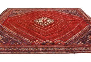 Vintage Red Tribal 7'6X10'2 Shiraz Persian Rug
