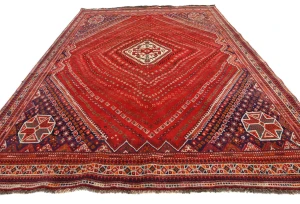 Vintage Red Tribal 7'6X10'2 Shiraz Persian Rug