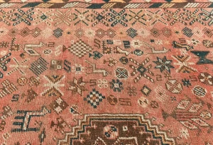 Semi Antique Muted Colors Tribal 7'4X9'4 Shiraz Persian Rug