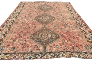 Semi Antique Muted Colors Tribal 7'4X9'4 Shiraz Persian Rug