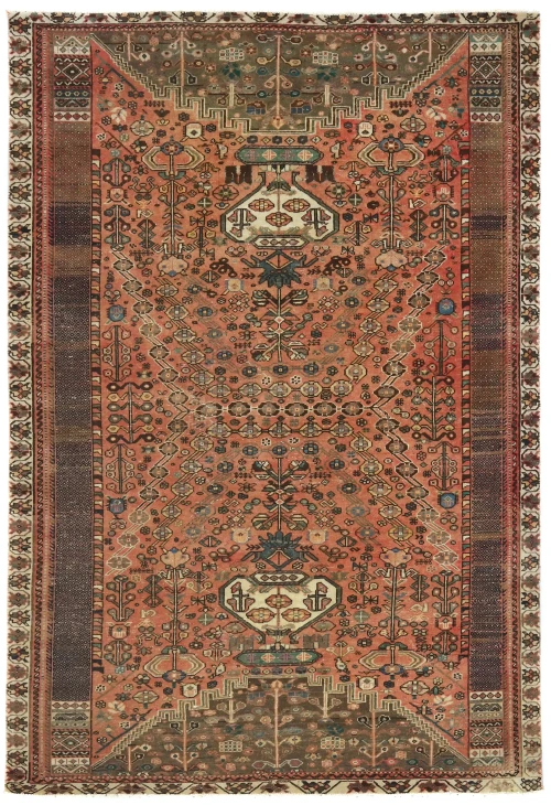 Semi Antique Red Tribal 5'6X8'0 Shiraz Persian Rug