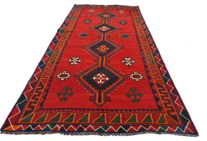 Vintage Red Tribal 5X10 Shiraz Persian Runner Rug