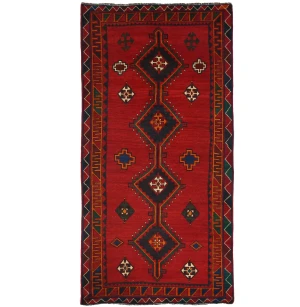 Vintage Red Tribal 5X10 Shiraz Persian Runner Rug