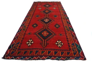 Vintage Red Tribal 5X10 Shiraz Persian Runner Rug