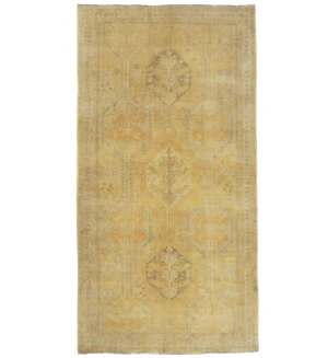 Vintage Muted Beige Tribal 5X9 Shiraz Persian Runner Rug