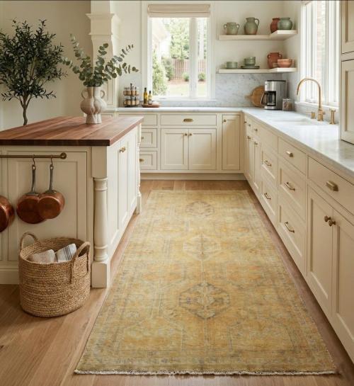 Vintage Muted Beige Tribal 5X9 Shiraz Persian Runner Rug