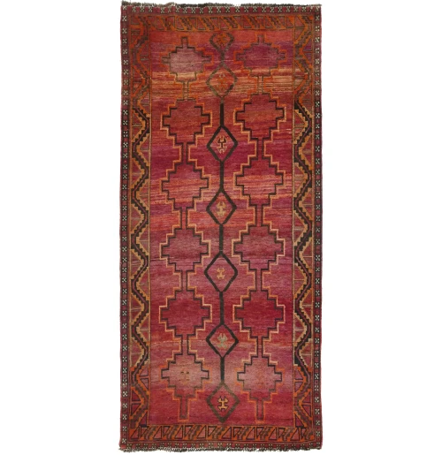 Vintage Purple Tribal 4'4X9'6 Shiraz Persian Runner Rug