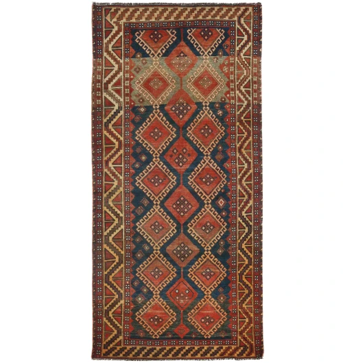 Vintage Red Tribal 4'4X9'3 Shiraz Persian Runner Rug