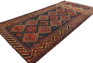 Vintage Red Tribal 4'4X9'3 Shiraz Persian Runner Rug