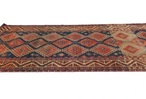 Vintage Red Tribal 4'4X9'3 Shiraz Persian Runner Rug