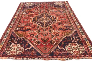 Vintage Red Tribal Geometric 5'9X7'2 Shiraz Persian Rug