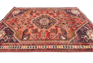Vintage Red Tribal Geometric 5'9X7'2 Shiraz Persian Rug