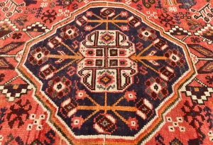 Vintage Red Tribal Geometric 5'9X7'2 Shiraz Persian Rug