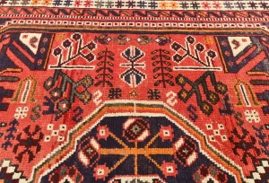 Vintage Red Tribal Geometric 5'9X7'2 Shiraz Persian Rug