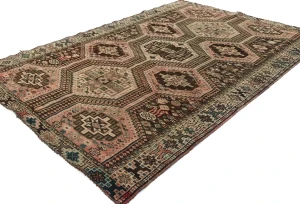 Semi Antique Dark Brown Tribal 5X8 Shiraz Persian Rug