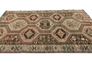 Semi Antique Dark Brown Tribal 5X8 Shiraz Persian Rug