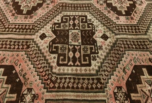 Semi Antique Dark Brown Tribal 5X8 Shiraz Persian Rug