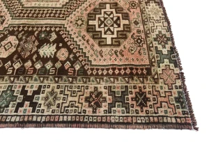Semi Antique Dark Brown Tribal 5X8 Shiraz Persian Rug