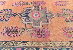 Vintage Muted Salmon Tribal 3'6X14'8 Meshkin Persian Runner Rug