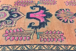 Vintage Muted Salmon Tribal 3'6X14'8 Meshkin Persian Runner Rug