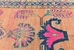 Vintage Muted Salmon Tribal 3'6X14'8 Meshkin Persian Runner Rug