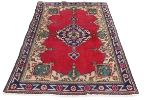 Vintage Red Traditional Floral 3X5 Tabriz Persian Rug