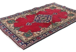 Vintage Red Traditional Floral 3X5 Tabriz Persian Rug