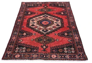 Vintage Red Geometric Tribal 3'5X5 Hamedan Persian Rug