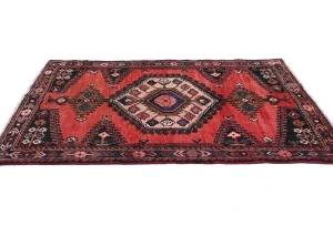 Vintage Red Geometric Tribal 3'5X5 Hamedan Persian Rug