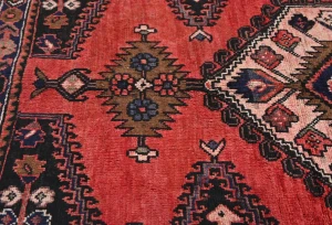 Vintage Red Geometric Tribal 3'5X5 Hamedan Persian Rug