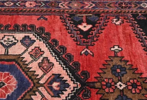 Vintage Red Geometric Tribal 3'5X5 Hamedan Persian Rug