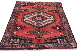 Vintage Red Geometric Tribal 3'5X5 Hamedan Persian Rug