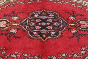 Vintage Red Floral Traditional 3'7X5 Tabriz Persian Rug