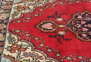 Vintage Red Floral Traditional 3'7X5 Tabriz Persian Rug