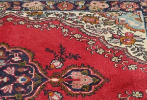 Vintage Red Floral Traditional 3'7X5 Tabriz Persian Rug