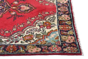 Vintage Red Floral Traditional 3'7X5 Tabriz Persian Rug