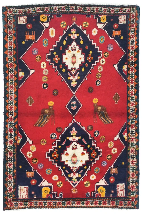 Vintage Red Geometric Tribal 3X4 Hamedan Persian Rug