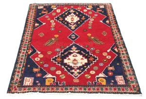 Vintage Red Geometric Tribal 3X4 Hamedan Persian Rug