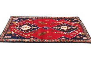 Vintage Red Geometric Tribal 3X4 Hamedan Persian Rug