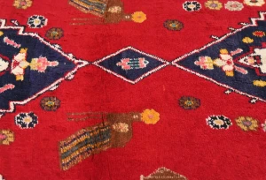 Vintage Red Geometric Tribal 3X4 Hamedan Persian Rug