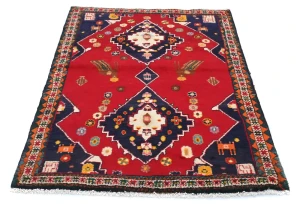 Vintage Red Geometric Tribal 3X4 Hamedan Persian Rug