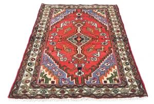 Vintage Red Geometric Tribal 3X5 Hamedan Persian Rug