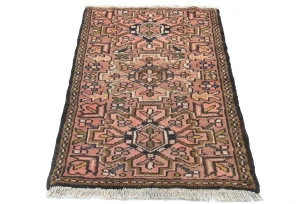 Semi Antique Rusty Pink Tribal 2X3 Karajeh Persian Rug