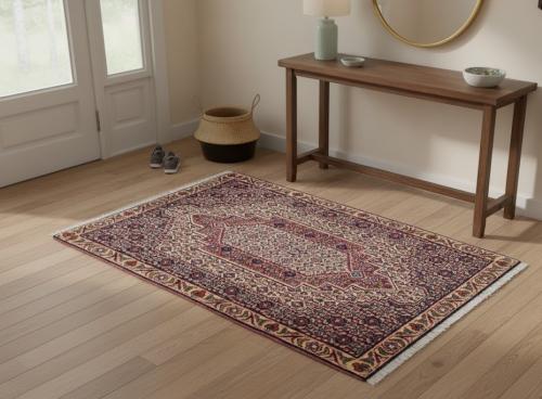 Vintage Cream Geometric 2X3 Bidjar Persian Rug