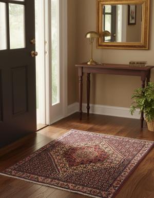 Vintage Purple-navy Geometric 2'6X3'3 Bidjar Persian Rug