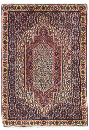 Vintage Cream Geometric 2'5X3'2 Bidjar Persian Rug